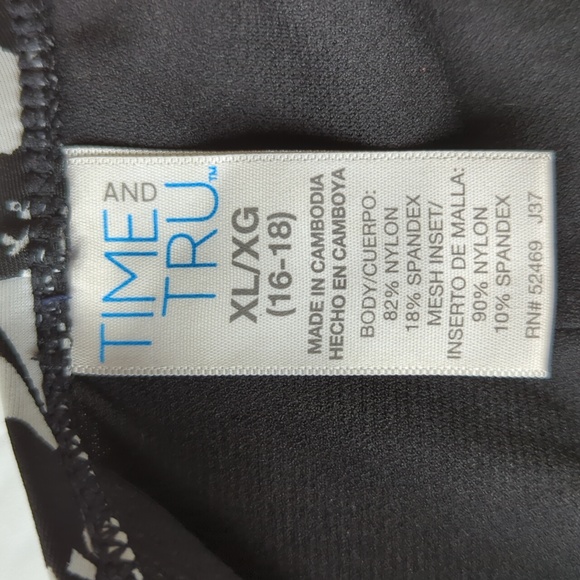 Time and Tru Mesh Floral One Piece Swimsuit XL Black White FLAW 16/18 - Picture 3 of 16